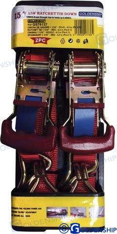 RATCHET TIE 1 1/16" - RED - 4,5 M (2)